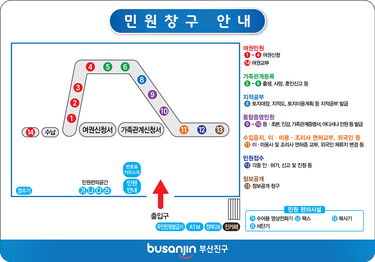 부산진구 민원창구 안내도로 자세한 내용은 아래를 참고하시기 바랍니다