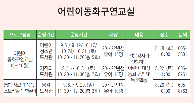 도서관 소식 / 9월 어린이동화구연교실이미지